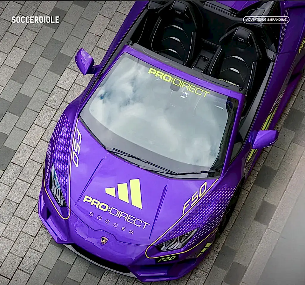 Supercar Branding & Marketing 35 Lamborghini Huracan with a branded F50 wrap for a football campaign